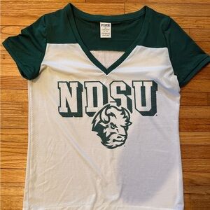 Medium Green and White NDSU V-Neck Shirt